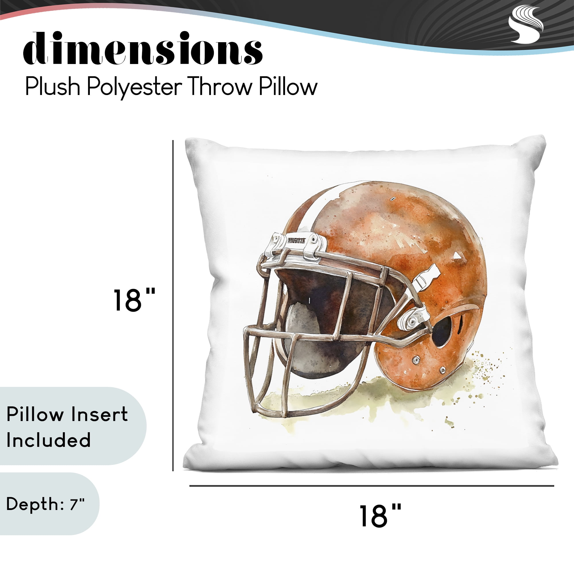 Stupell Industries Red Football Helmet Decorative Printed Throw Pillow, design by Creative Studio, 18 x 7 x 18