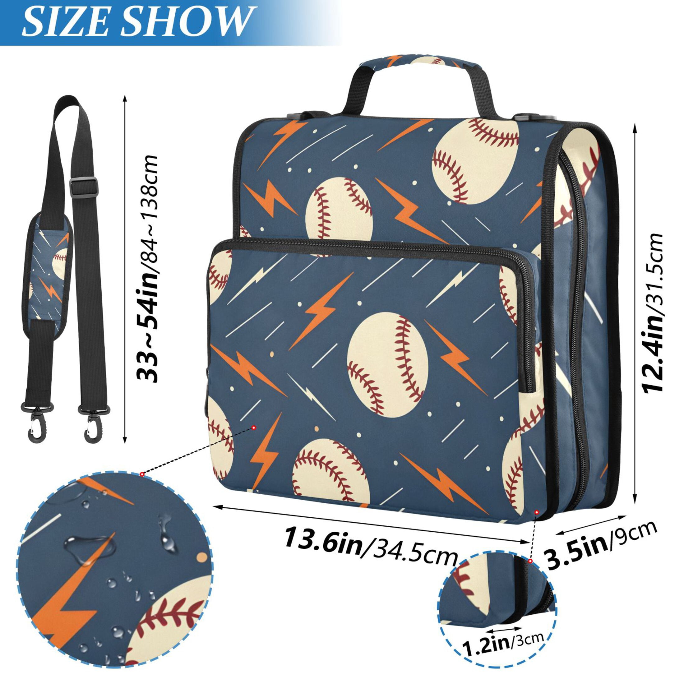 ALAZA Zipper Binder Baseballs with Lightning 3 Ring Trapper Keeper File Folder Organizer Bag