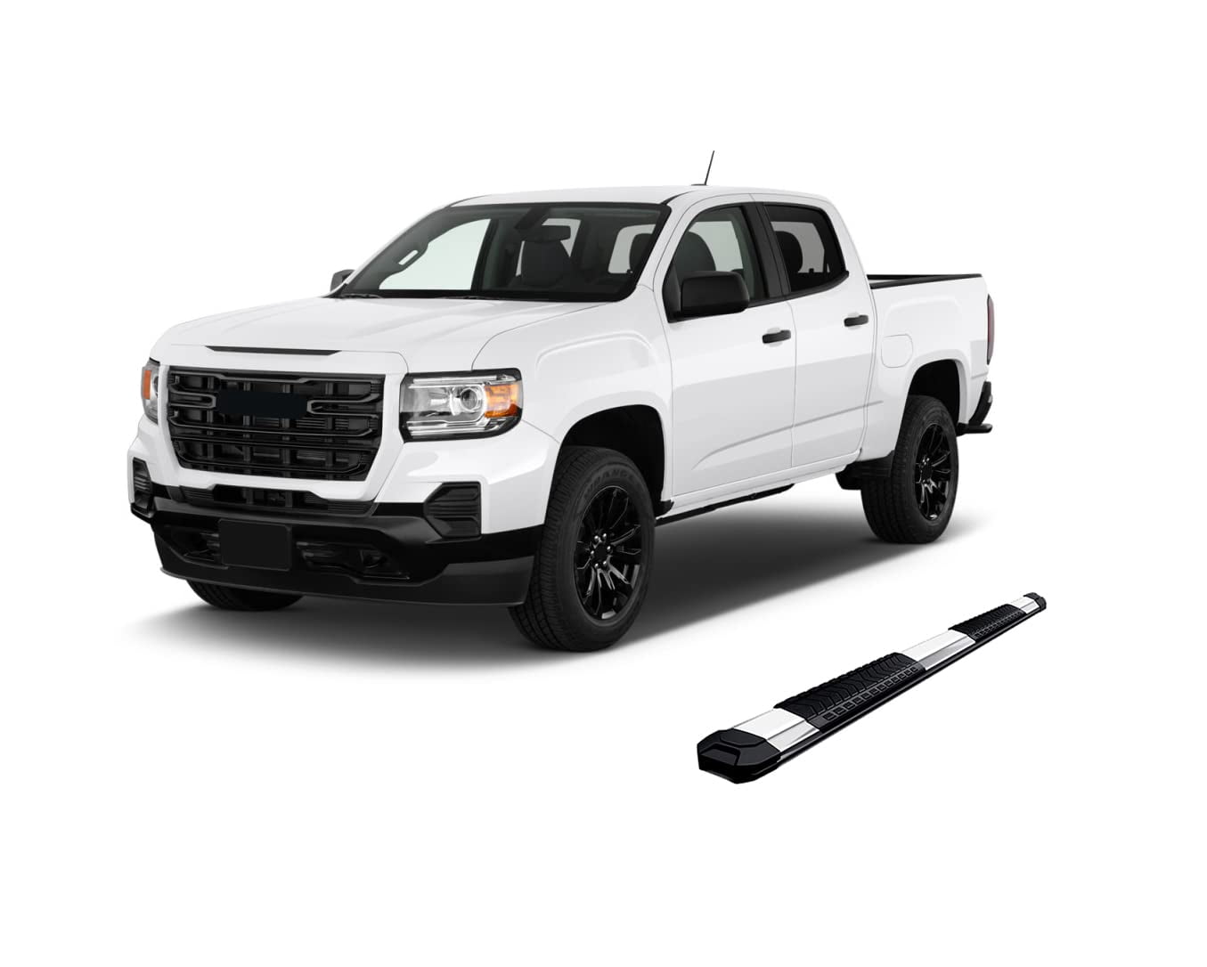 Black Horse Silver Aluminum Cutlass Running Boards Compatible with 2015-2024 Chevrolet Colorado/GMC Canyon Crew Cab