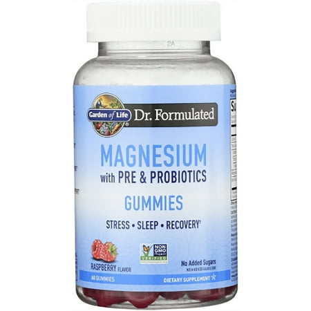 Magnesium with Pre & Probiotics Gummies  Raspberry   60 Gummies  Garden of Life