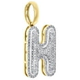 thumbnail image 2 of 10K Yellow Gold Roumd Diamond H Initial Bubble Pendant Pave Dome Charm 0.38 CT., 2 of 6