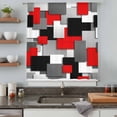thumbnail image 4 of Red Black Geometric Sheer Curtains 84 Inches Long, Modern Abstract Art Block Light Filering Curtains, Breathable Simi Curtain Privacy Drapes for Living Room Bedroom Lightweight Window Treatment, 4 of 9