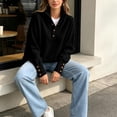 thumbnail image 4 of Zormilly Oversized Sweaters for Women Long Sleeve Mock Neck Soft Sweaters with Buttons Business Casual Tops, S-3XL, 4 of 9