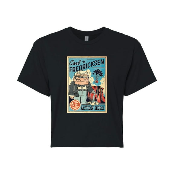Up - Carl Action Hero - Juniors Cropped Cotton Blend T-Shirt
