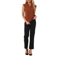 thumbnail image 2 of INSPIRE CHIC Women's V Neck Sleeveless Basic Work Blouse Top S Brown Red, 2 of 6