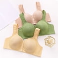 thumbnail image 4 of VISALY Daisy Bras for Older Women Front Closure Push Up Bra Comfortable Full Coverage Bras No Underwire Plus Size Supportive Bra for Seniors Comfort Wireless Wide Straps Snap Closing Bra Beige 46, 4 of 8