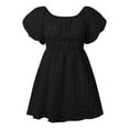 GuLuBin Summer Dress Women's Off The Shoulder Dress Short Puff Sleeve Casual A Line Ruffle