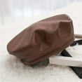 thumbnail image 4 of TANGNADE Beret Hats for Women Classic PU Leather French Hat Adjustable Solid Color Artist Painter Cap Summer Hats Coffee, 4 of 4