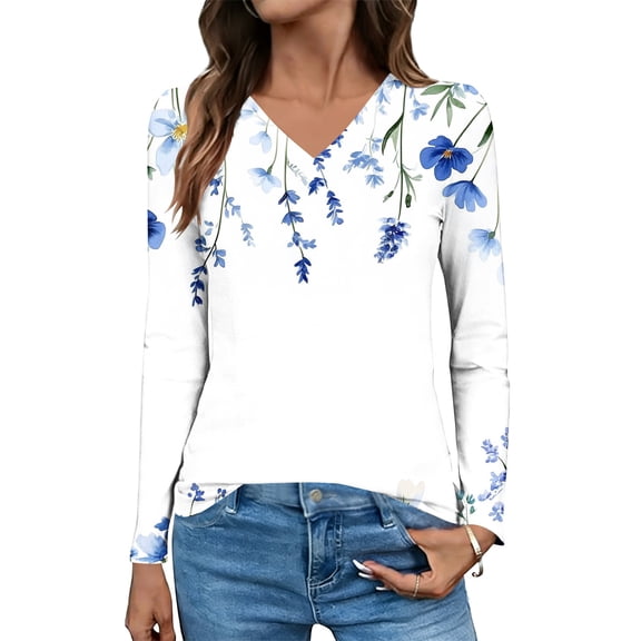Long Sleeve Shirts for Women Henley T Shirts Loose Fit Tunics Dressy Casual Work Blouses Fall Fashion Tops