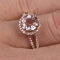 thumbnail image 2 of Limited Time Sale Antique Halo 2 Carat 6mm Round Cut Morganite and Diamond Moissanite Halo Engagement Ring with 18k Gold Plating, 2 of 3