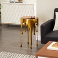 thumbnail image 3 of DecMode 16"W, 25"H Contemporary Accent Table with Tempered Glass Top, Raw Aluminum Finish with Melting Gold Design, 3 of 14