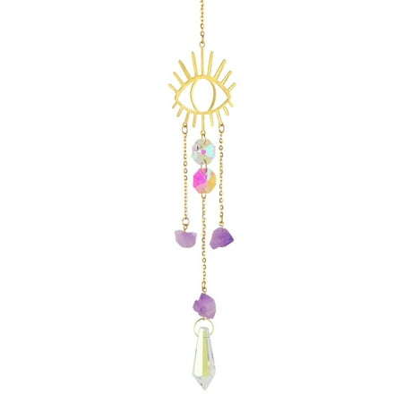 

AMNHDO Crystal Wind Chimes Ornaments Natural Stone Light Catcher Home Decor (Eye)