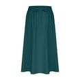 thumbnail image 6 of Fall Flowy Skirt Midi Length Elastic High Waist Cocktail A-Line Skirts with Pockets Boho for Women 2025 Trendy, 6 of 6