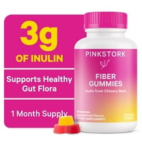 Pink Stork Fiber Gummies - Vegetarian Prebiotic Inulin Digestive Support, Assorted Fruit Flavors, 60 Count