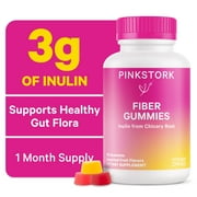 Pink Stork Fiber Gummies: Prebiotic Inulin for Digestive Support, 60 Gummies, Peach Berry Flavor