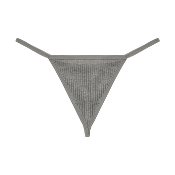 WULMLEO Cotton Thongs for Women G-String Breathable Underwear Low Rise T-back Stretch Sexy Panties Gray L