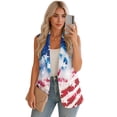 thumbnail image 2 of Psesaysky USA Flag Print Blazer Vest for Women 4th of July Business Casual Sleeveless Open Front Suit Vest Lapel One Button Suit Waistcoat, Size 3XL, 2 of 6