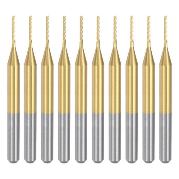 10Pcs 0.8Mm Titanium Coat Carbide End Mill Engraving Cnc Router Bits 1/8" Shank