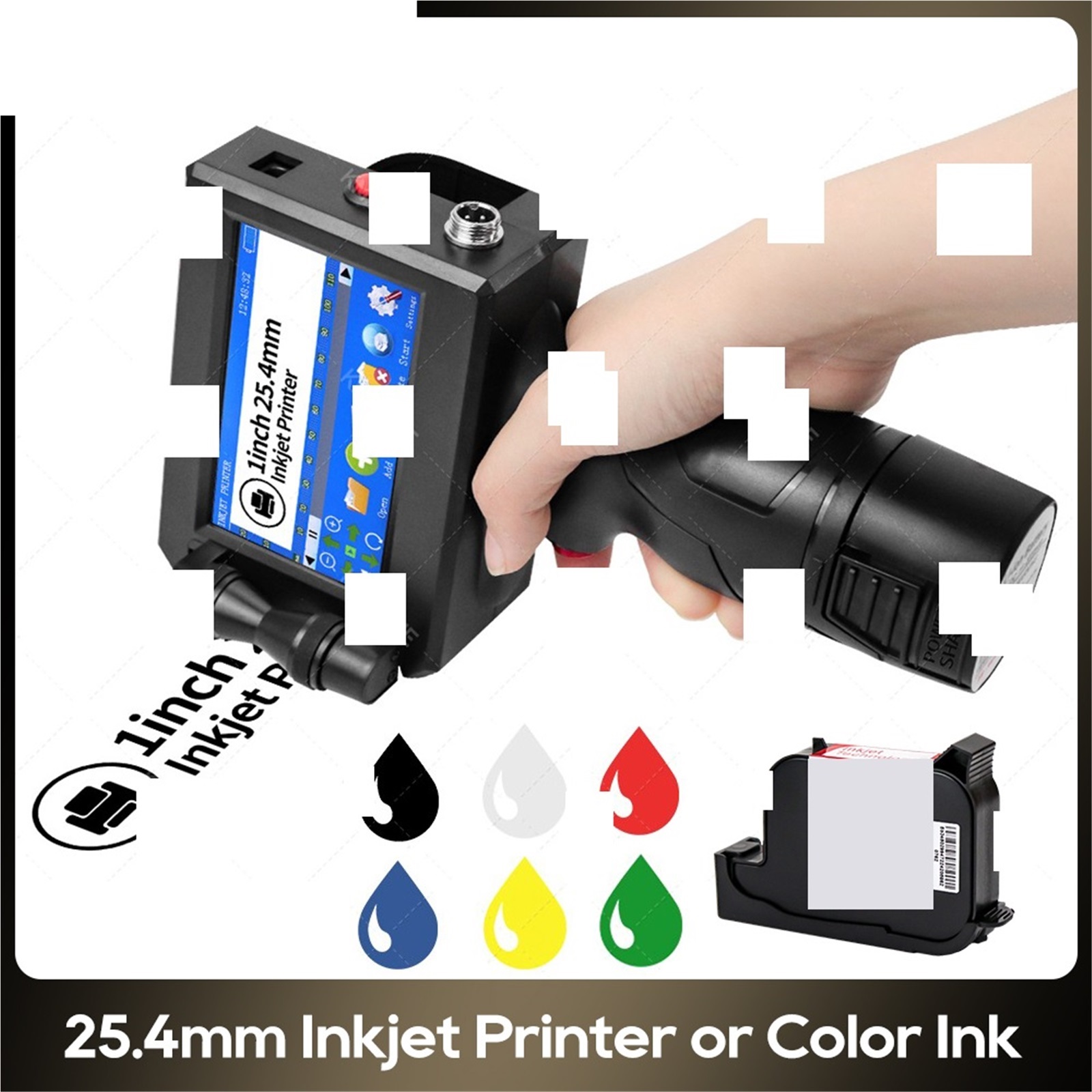 25.4MM Printing Height Expiry Date Label Coding Portable Thermal Inkjet Printer With Color Cartridge Ink