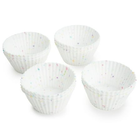 S&T Inc. Reusable Non-Stick Silicone Baking Cups (12 Pack) - Standard Size - Confetti