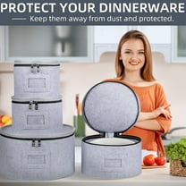 PPgejGEK Tableware Storage Bag Set with Cover Felt Material for Plates Cups Bowls Kitchen Organization Multiple Sizes Available