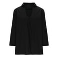 thumbnail image 4 of ShiShine 3/4 Length Sleeve Shirts for Women Casual V Neck Blouses Solid Color Collared Dressy Tunic Tops, 4 of 6