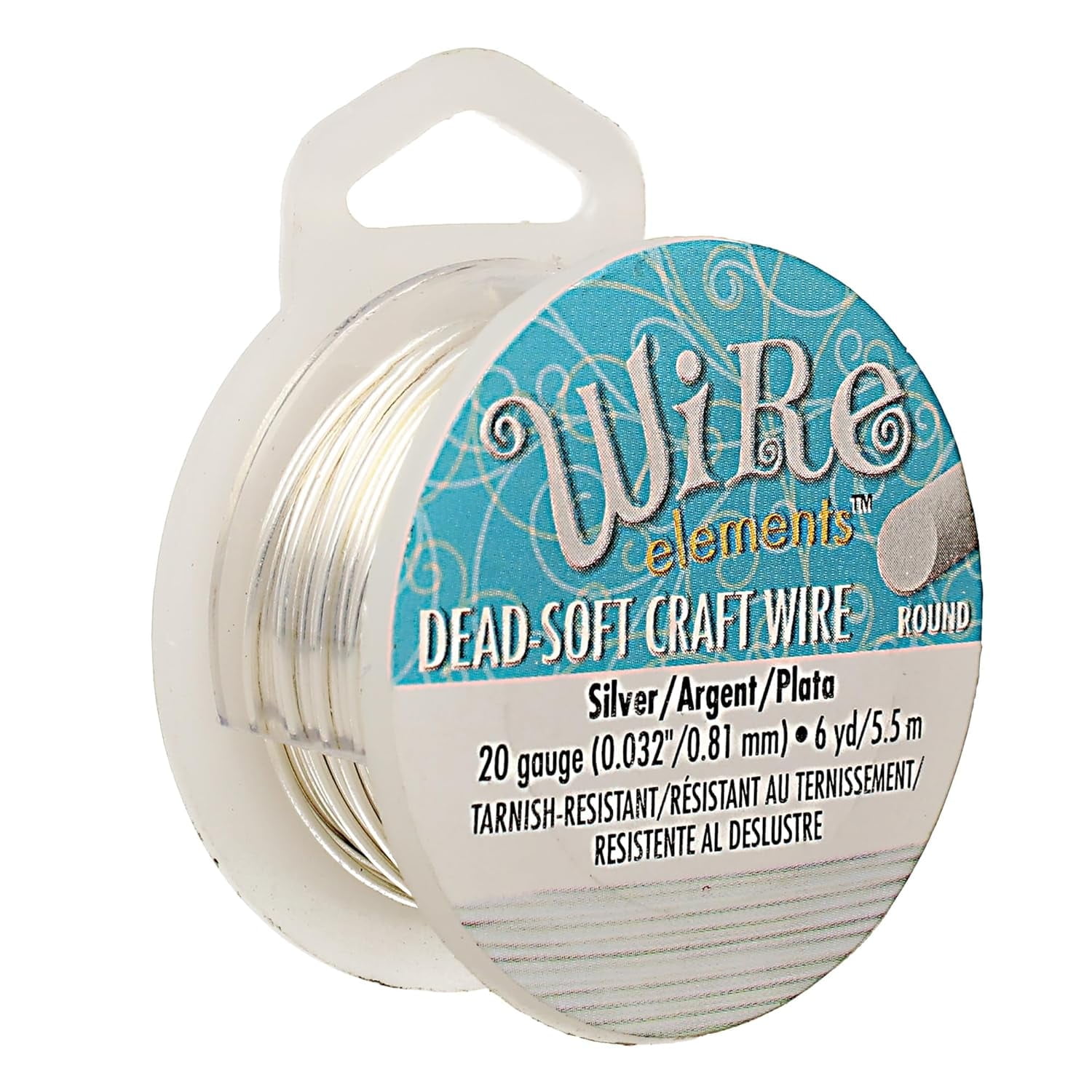 The Beadsmith Wire Elements Craft Wire - Tarnish Resistant, Soft Temper, Round, Silver Color – 0.81mm, 20 Gauge, 6 Yard Spool – Jewelry Making, Wire Wrapping, Floral, & Other DIY Crafts