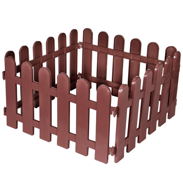 Jardín Ribete Borde 19.7x11.8 Pulgadas Plástico Césped Cerca Decorativa Cerca para Patio Paisaje Sendero Exterior Interior, Marrón Paquete de 5 Unique Bargains cercas decorativas al aire libre