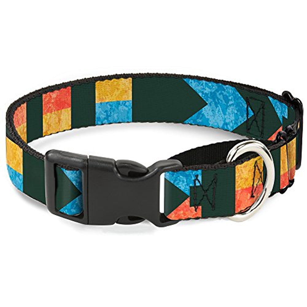 Buckle-Down Geometric8 Charcoal Orange Gold Blue Martingale Dog Collar