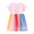 thumbnail image 3 of Mefallenssiah Bambin Bébé Filles Été à Manches Courtes Robe Coton Imprimé Écran Col Rond Dentelle Princesse Jupe, 3 of 8