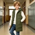 thumbnail image 5 of Kids Girls Long Quilted Puffer Vest Sleeveless Hooded Button Down Padded Coats Jacket Outerwear with Pockets, 5 of 9