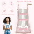 thumbnail image 4 of Topbuy 3-in-1 Kids Dolphin Slide Baby Play Climber Slide Set with Basketball Hoop Pink, 4 of 5
