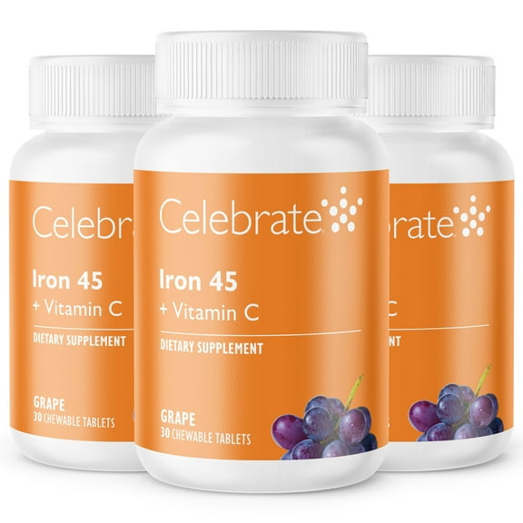 Celebrate Vitamins 45 mg Iron   Vitamin C Chewable Tablets - Grape Flavor - 90 count
