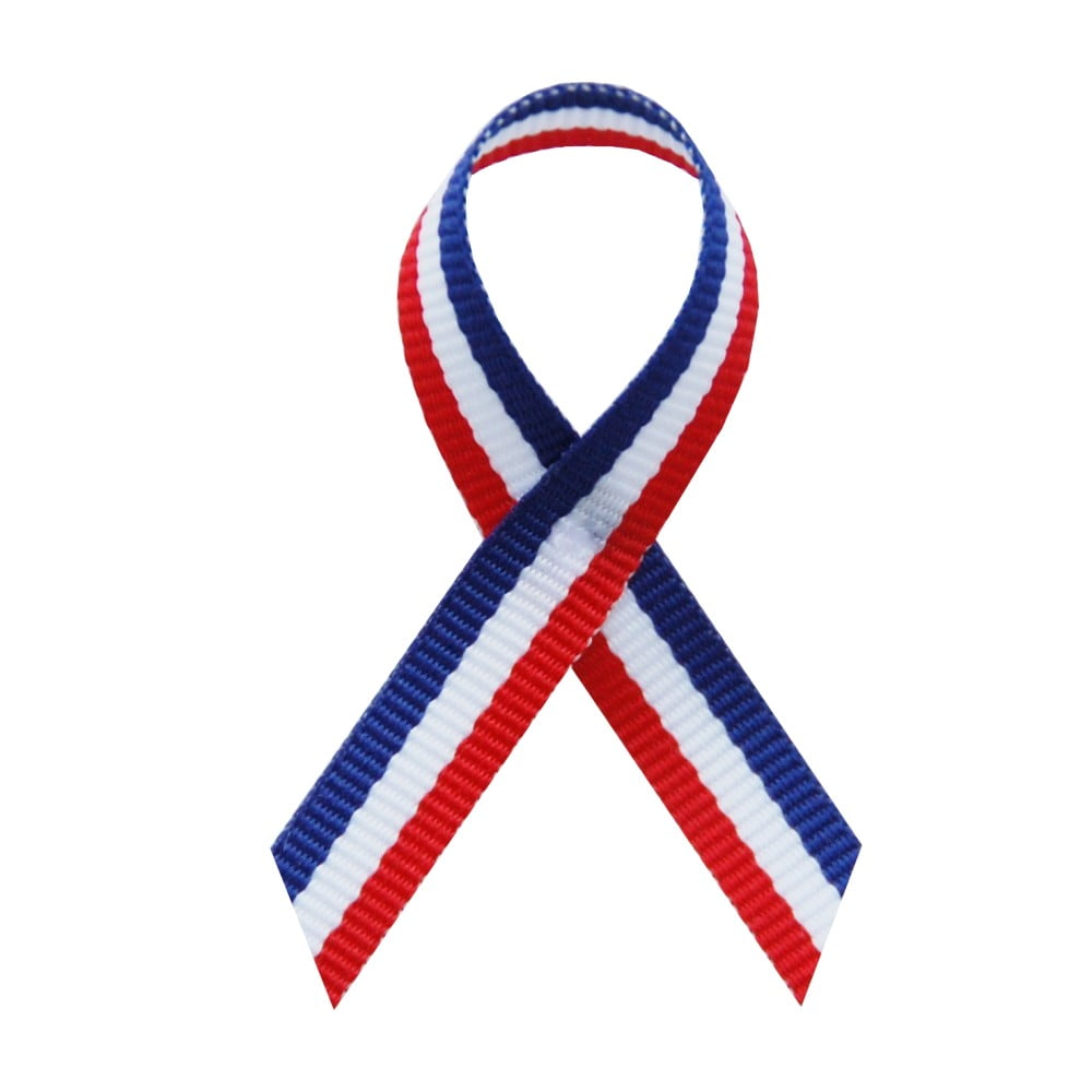 Red/White/Blue Fabric Awareness Ribbons Bag of 250 Lapel Ribbons w