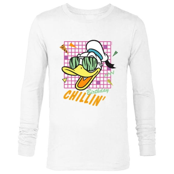 Disney Donald Duck Retro 1980s Birthday Chillin’ - Long Sleeve T-Shirt for Men - Customized-White
