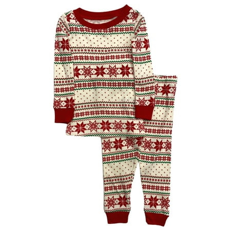 

Infant & Toddler Girls Red White & Green Holiday Print Long Sleeve Pajamas 12m