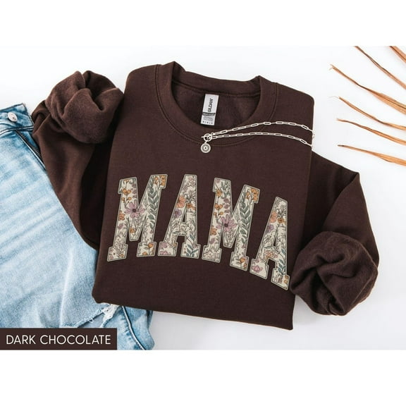 Mama Floral Sweatshirt, Cute Mom Top, Trendy Mama Shirt, Cozy Everyday Outfit