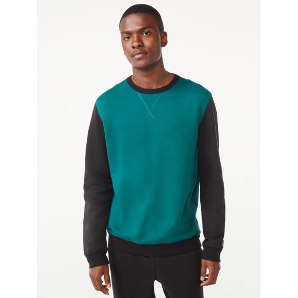 Free Assembly Men's Fleece Colorblocked Crewneck Pullover