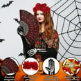 thumbnail image 4 of Sunm Boutique 7 Pcs Traditional Mexican Tassel Shawl, Day of the Dead Costumes for Women, Halloween Costume with Flower Hair Clips, Folding Fan, Skeleton Gloves, Temporary Face Tattoos, 4 of 9