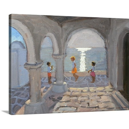 Great BIG Canvas Andrew Macara Premium Thick-Wrap Canvas entitled Children Skipping, Greek Islands, 2008 (oil on