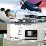 Wireless Bluetooth Soundbar with Subwoofer, 4 Speaker Surround System, 2000mAh Battery, FM Radio, TF Card, AUX Input, Remote Control for TV, Home Theater, PC