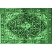 Ahgly Company Indoor Rectangle Persian Emerald Green Traditional Area Rugs, 5' x 7'