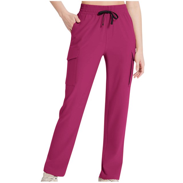 Yuyuzo Women Pants Elastic Drawstring Waist High Waisted Straight Leg Sweatpants Joggers Trackpants with Multi Pockets