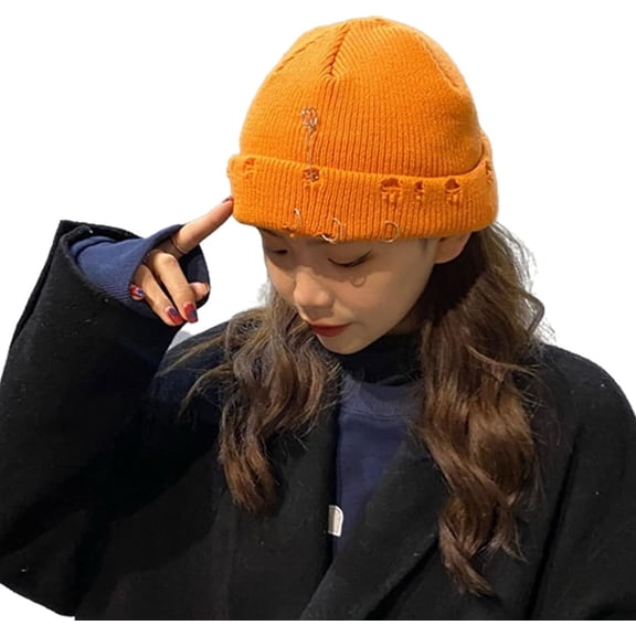 SikaFu Y2k Knit Beanie Hats for Men Women Harajuku Crochet Cap Grunge Accessories Warm Winter Hats Beanies