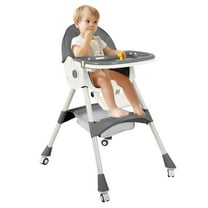 Cochildor 6 in 1 Foldable Baby High Chair, Convertible High Chair, Infant Highchair, Toddlers Booster & Convenient for Travel, Gray