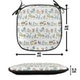 thumbnail image 4 of Retro Chair Seating Cushion Set of 6, Cartoon Village of Domestic Animals Goat Goose Sheep Funny Patterns, Seat Pads for Office with Anti-slip Backing, 16"x16", Yellow Beige, by Ambesonne, 4 of 7