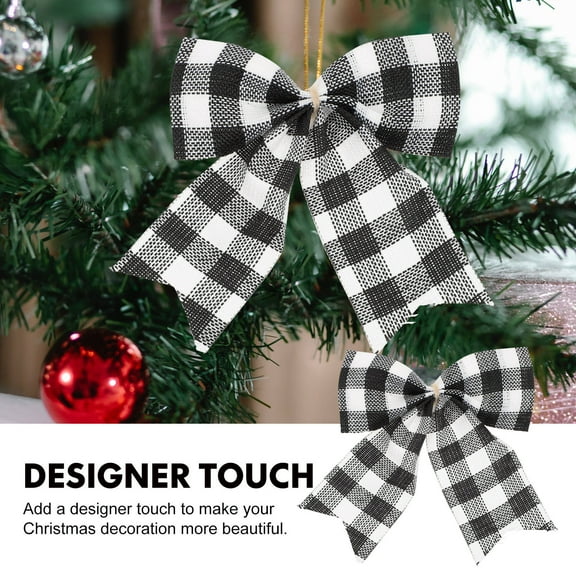 LOLIPPYY Christmas Wall Hanging Bow Ornaments Black and White 12 Pieces 3.5x3.1x0.2 Inches Holiday Decor