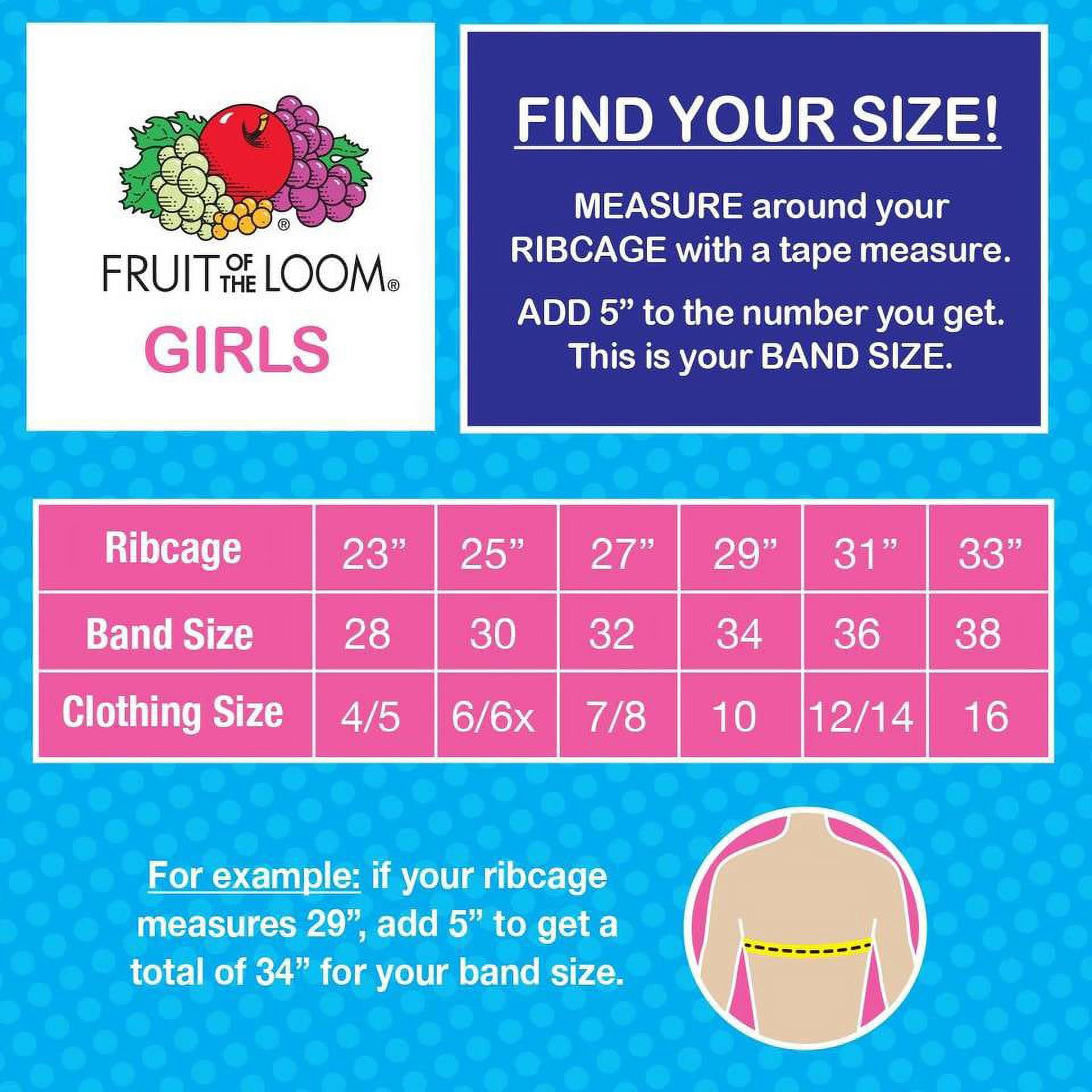 Fruit of the Loom Girls Pull Over Spaghetti Strap Sports Bra 3-Pack, Sizes 28-38