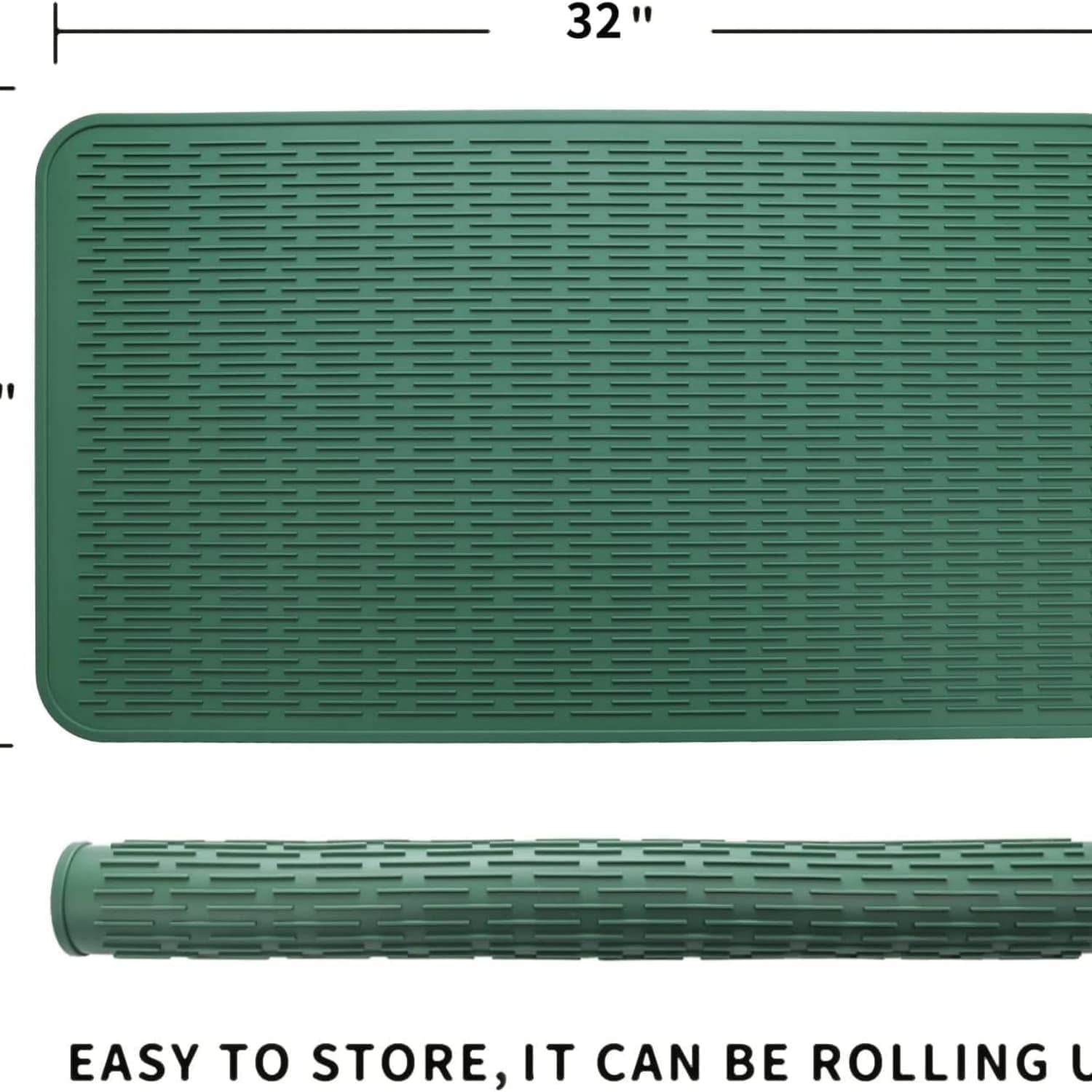 Silicone Dish Drying Mat for Multiple Usage,Easy clean,-friendly,Heat-resistant Silicone Mat for Kitchen Counter or Sink,Refrigerator or Drawer Liner Green 4XL 32 inches x 18 inches