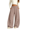 thumbnail image 4 of CPNG Girls Curved Barrel Sweatpants Solid Color Wide Leg Elastic High Waist Casual Pants Loose Street Style Jogger Pants, 4 of 9